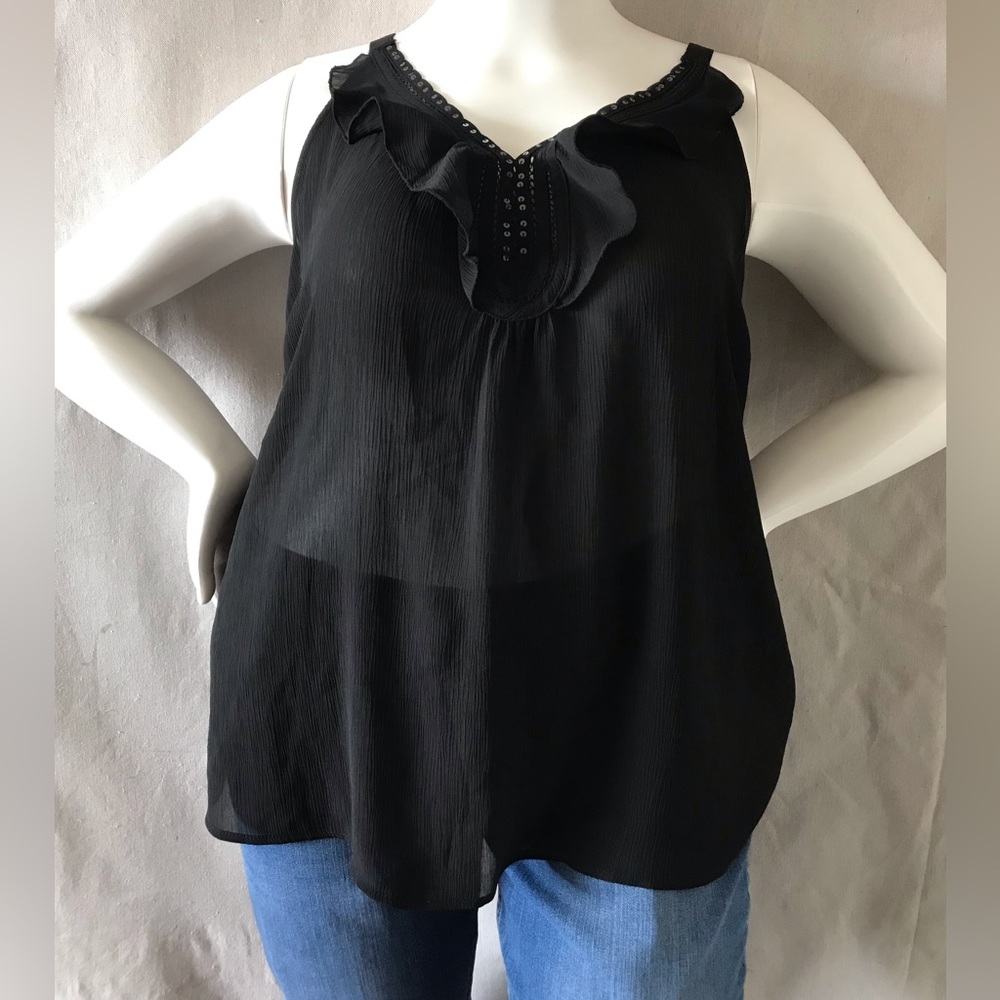 Avenue v neck top with ruffles and sequins size 18/20